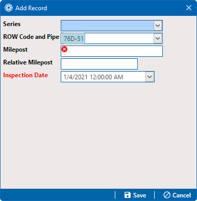 Add Record - New Facility Record