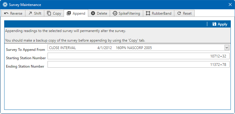 Append Survey Readings