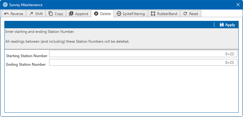 Delete Survey Readings