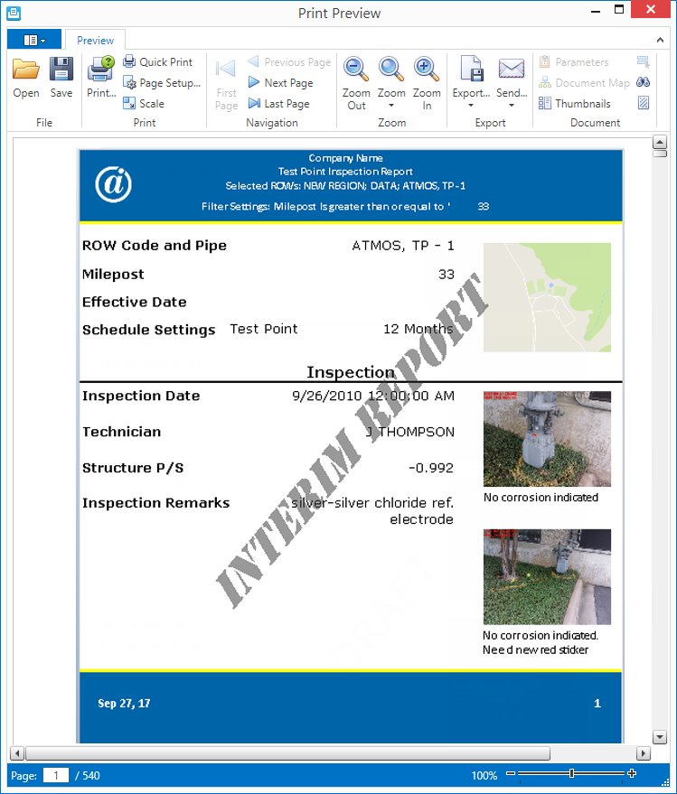 Example of Form Report Style