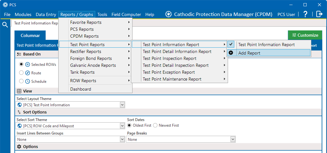 Add Report Menu Item