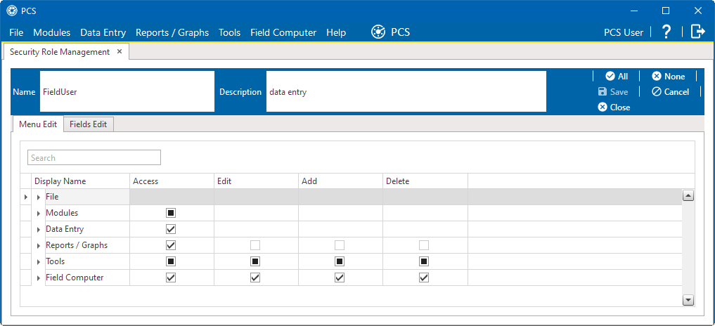 Security Role Management - Edit Role