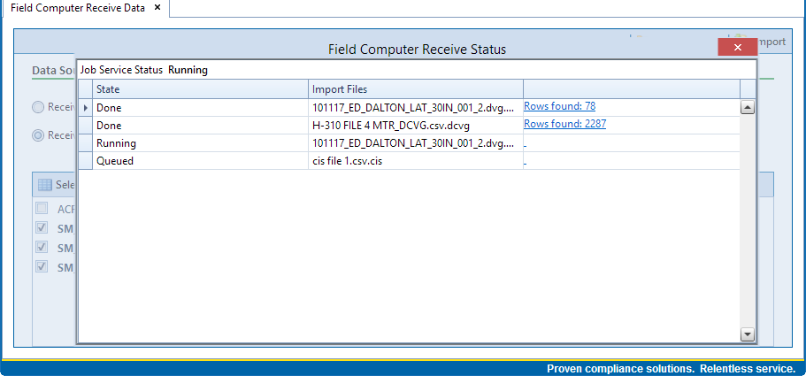 Field Computer Receive Status