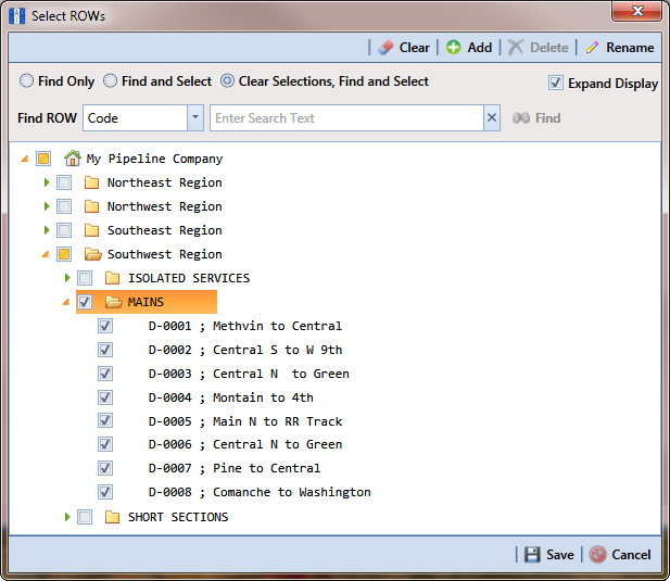 Select ROWs