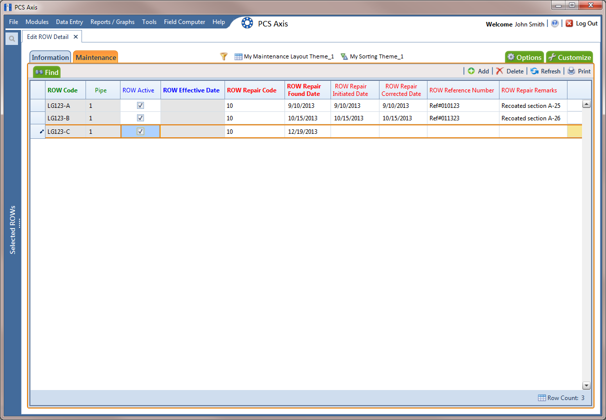 ROW Detail Maintenance Grid - New Record