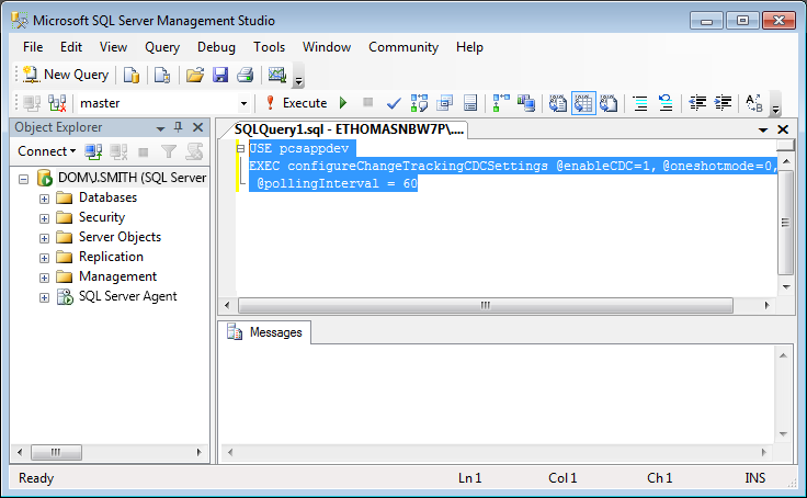 Enable CDC Mode in SQL Server Management Studio