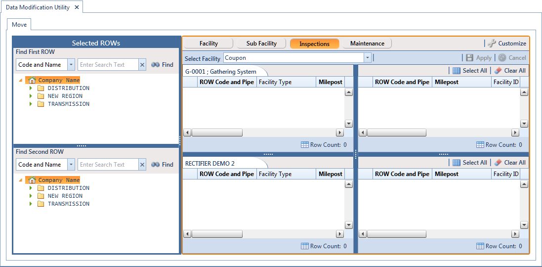 Data Modification Utility - Inspections