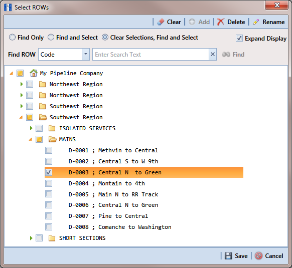 Select ROWs
