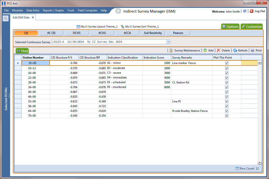 Edit ISM Data