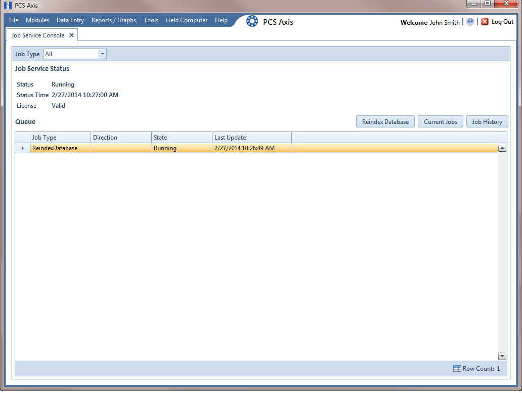 Reindex Database Running