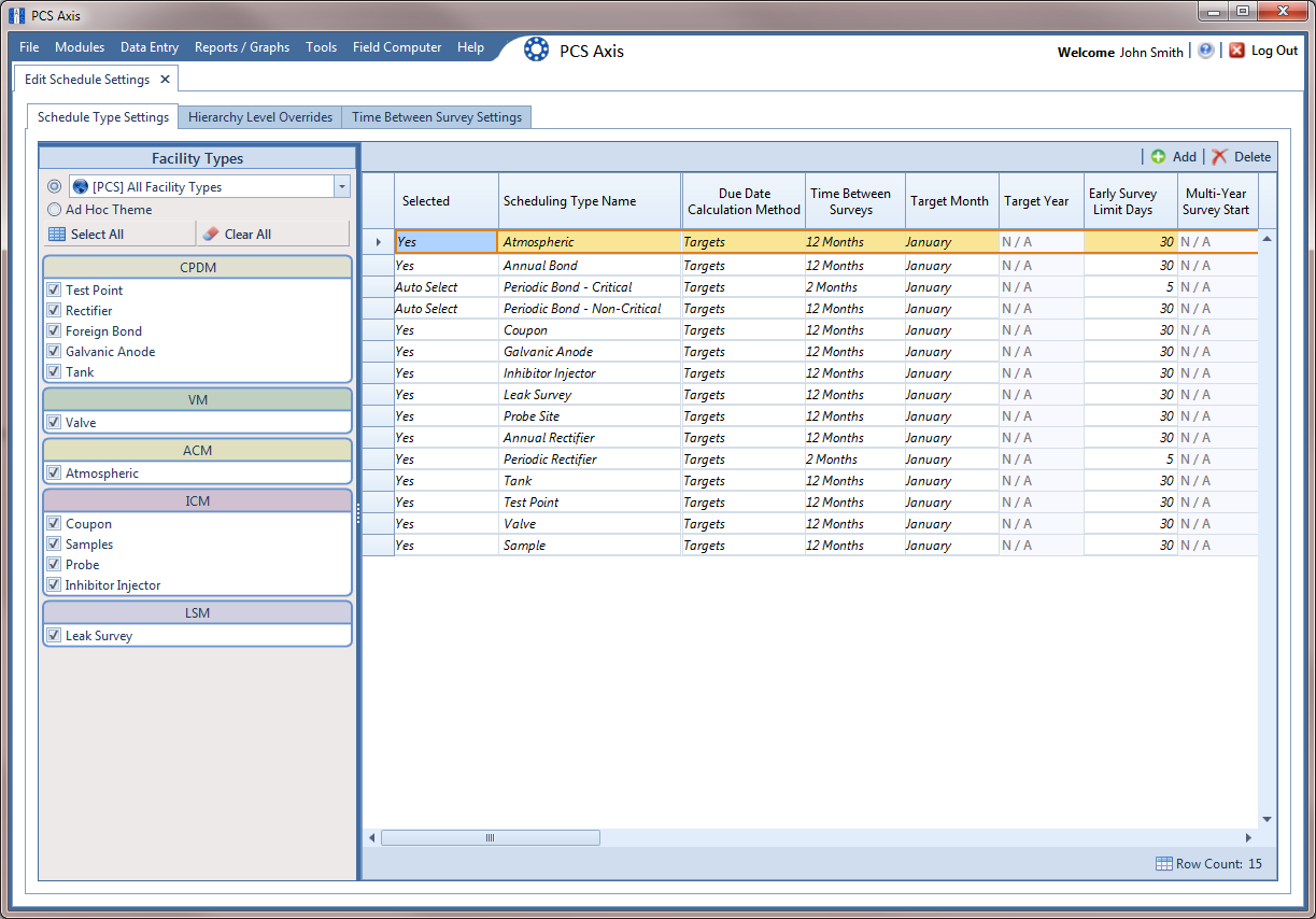 Schedule Type Settings