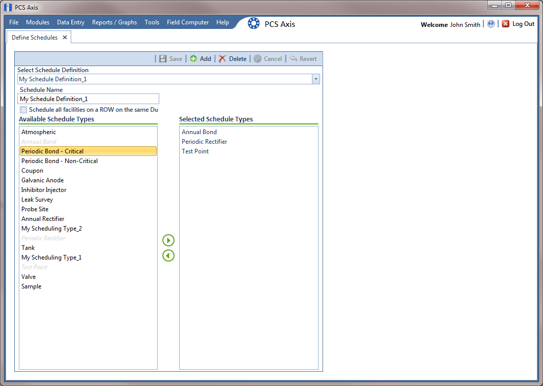 Adding a Schedule Definition Addition
