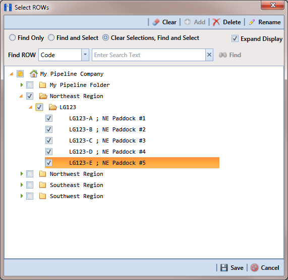 Select ROWs