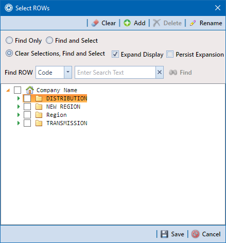 Select ROWs