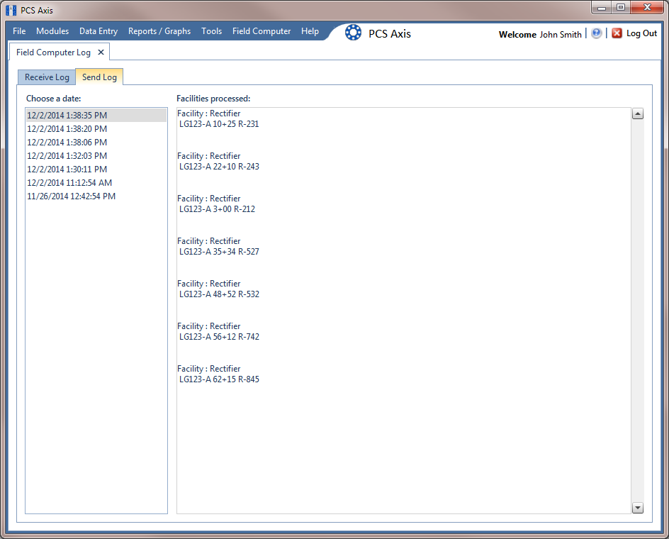 Field Computer Log / Send Log