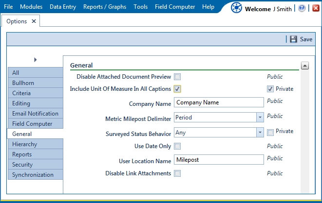 Company Name and User Location Name