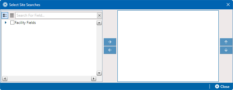 Select Site Searches Window