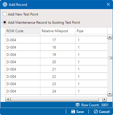 Add Record - Add Maintenance Records to Existing Facility