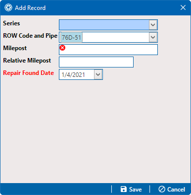 Add Record - New Facility Type Maintenance Data Entry