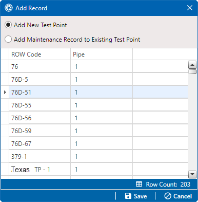 Add Record - Add Maintenance Facility or Record