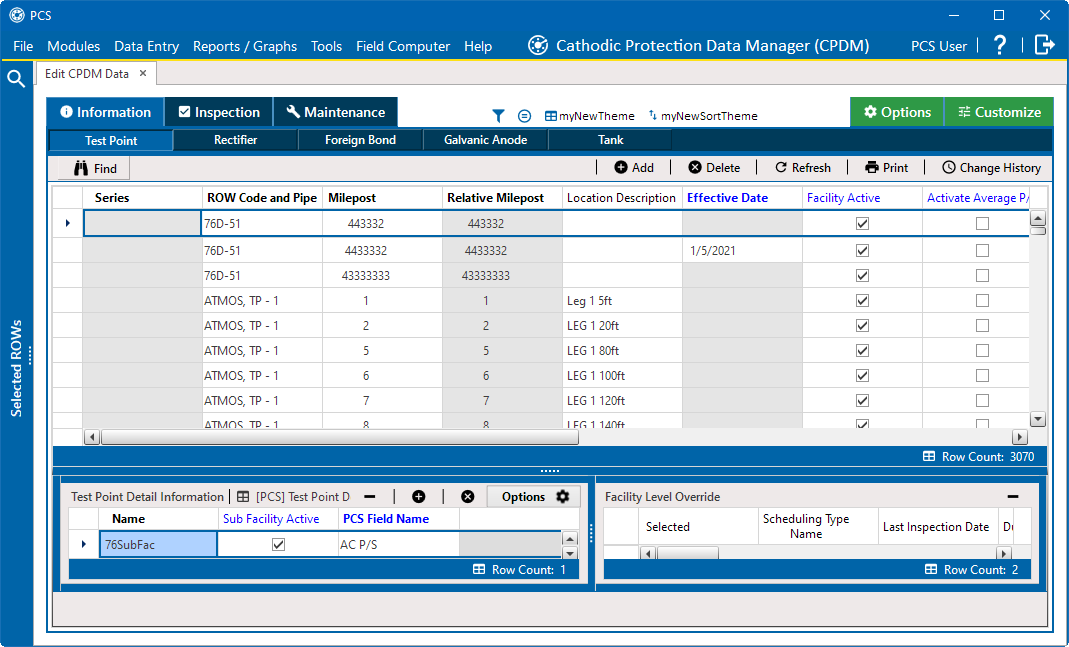 CPDM Test Point Information Grid