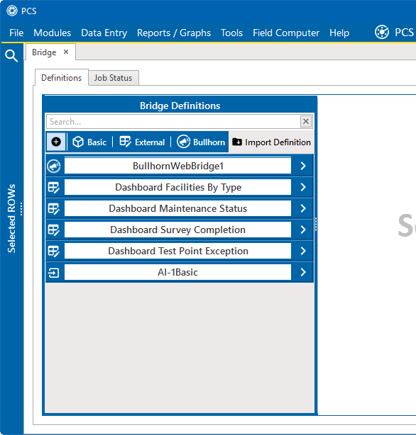 Bridge Window - Dashboard Definitions