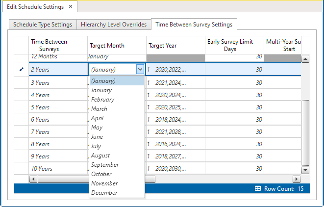 Target Month Drop-down List