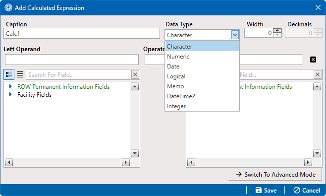 Add Calculated Expression - Data Type