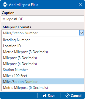 Milepost Format Drop-down