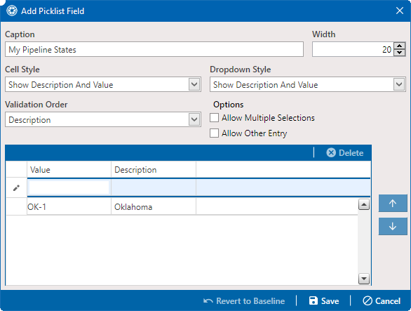 Add Picklist Field