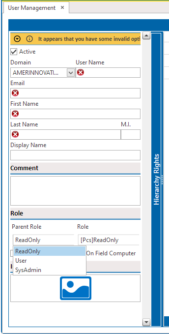 Parent Role Drop-down Field