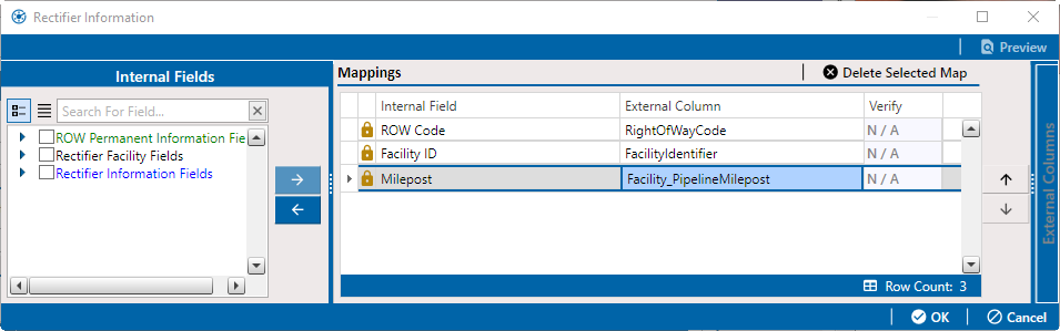 Internal Fields and Mappings Panes
