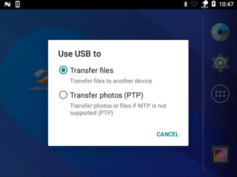 Use USB to Transfer Files Option