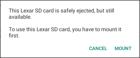 Mount SD Card Message