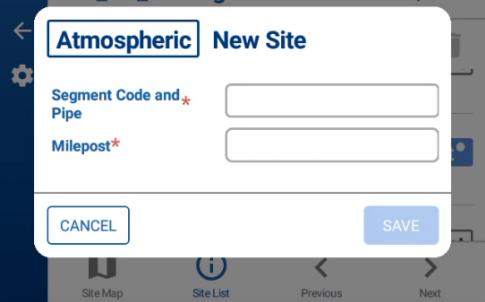 New Site Information Field