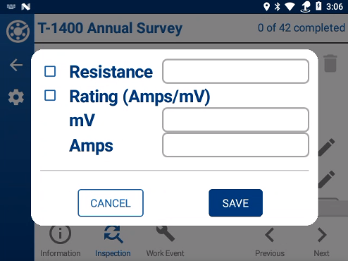 Resistance and Rating Settings Window