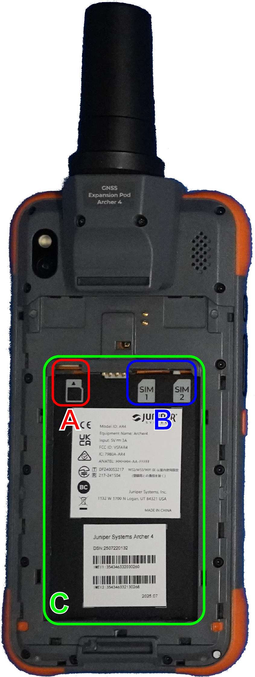 Battery Compartment and Card Slots Battery Compartment and Card Slots