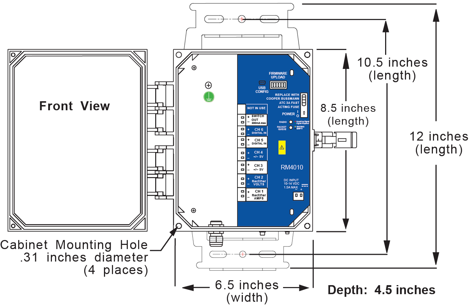 RM4010/RM4014 Enclosure Dimensions