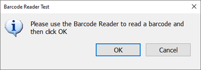 Barcode Reader Test Message