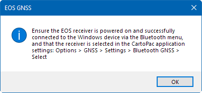 Example Information Message for EOS GNSS Error