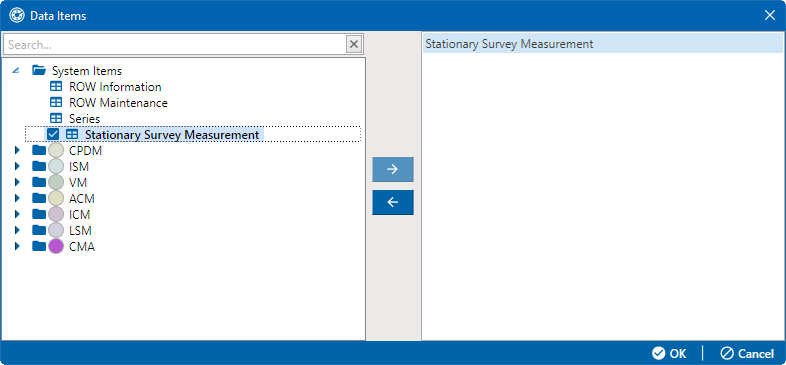 Data Items - Stationary Survey Measurement