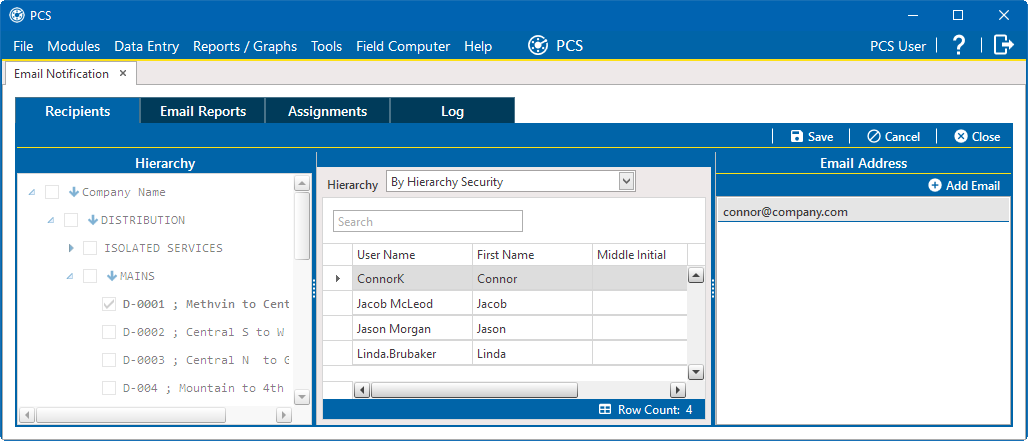 Add PCS User