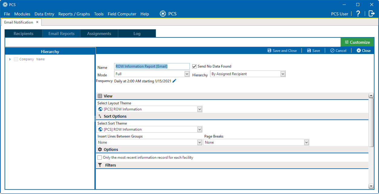 Edit an Email Report