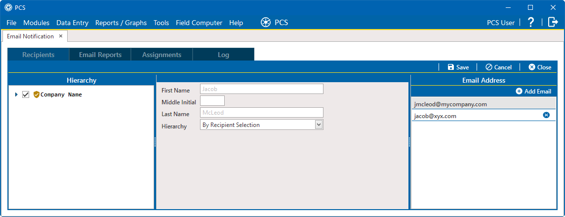 Remove an Email Address for a Recipient