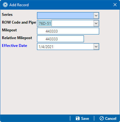 Add Record - New Information Record for Facility Type