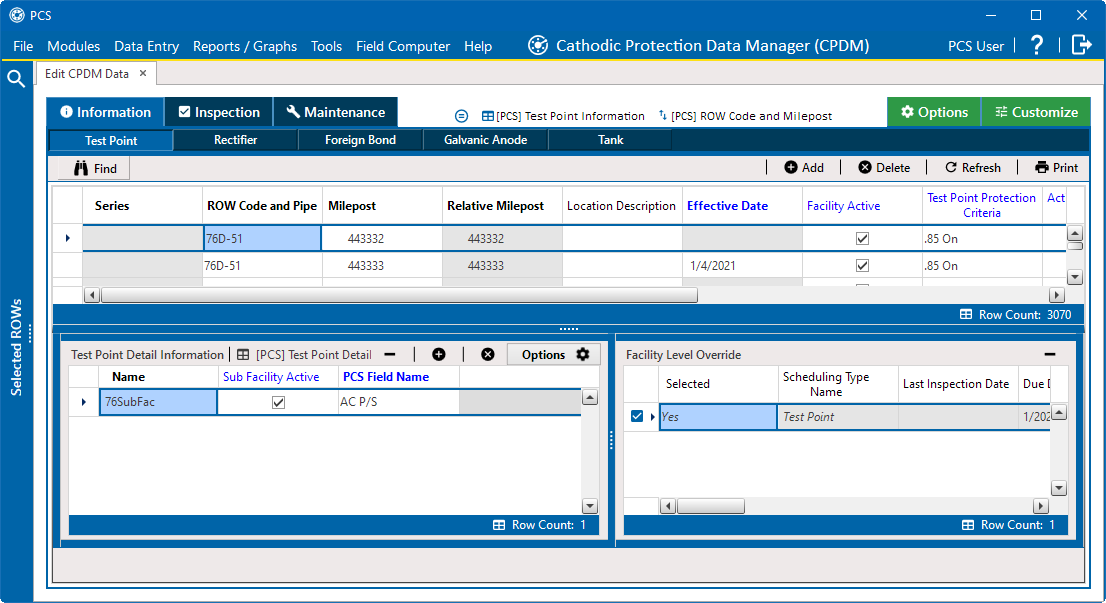 Link Multiple Subfacilities to a Parent Test Point Facility