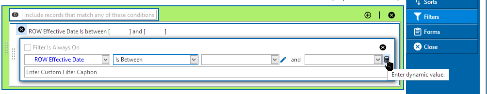 Field Operators with Dynamic Values Option