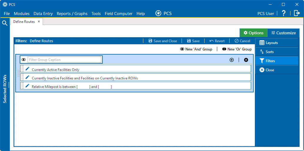 Filters Window