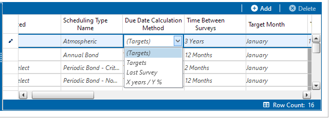 Due Date Calculation Method Drop-down List