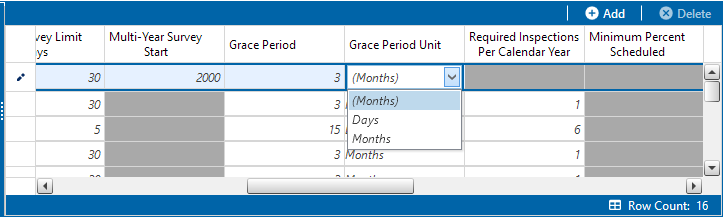 Grace Period Drop-down List